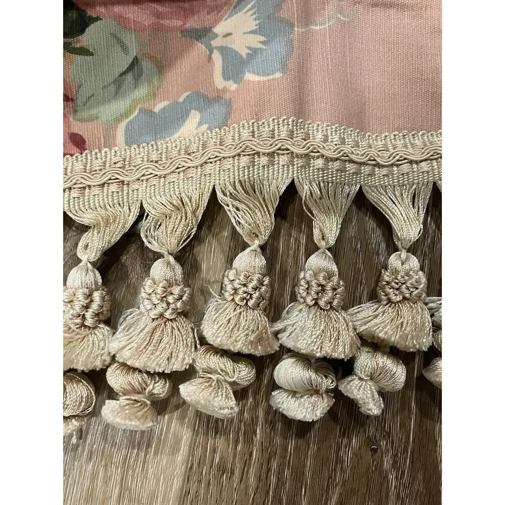 VTG Ralph Lauren Cynthia Pink Floral Valance Tassels Hand-Sewn Rings 80s RARE